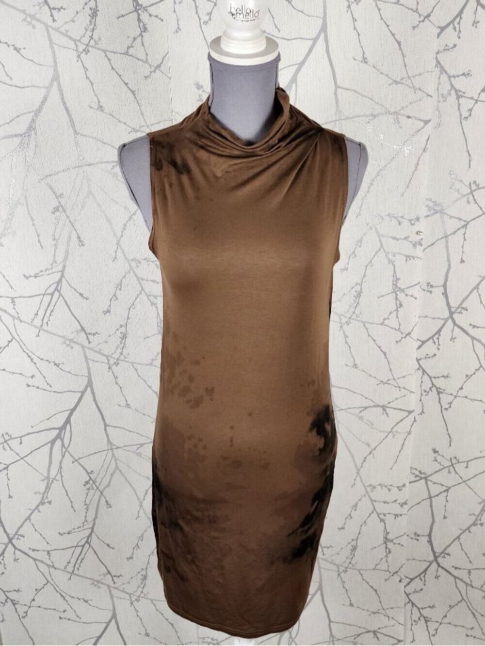 Sarah Pacini Tie Dye Modal Stretch Jersey Mockneck Dress